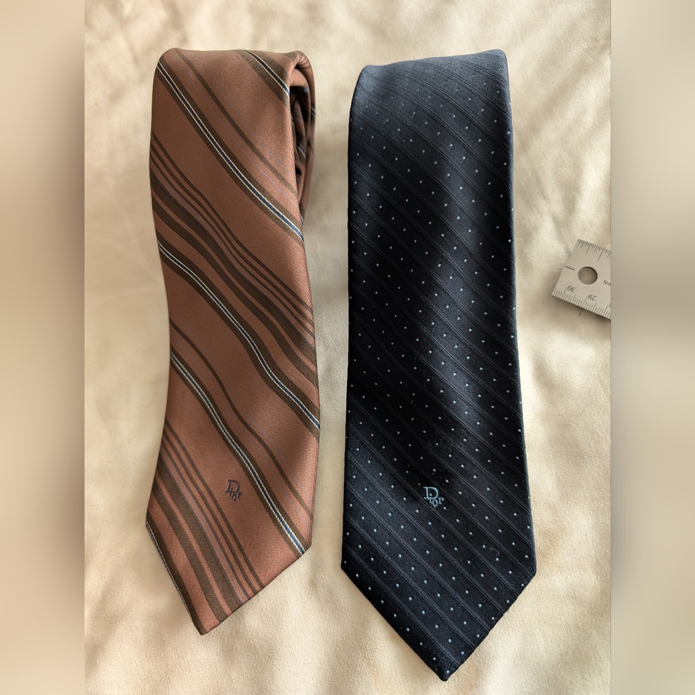 2 Men's Vintage Christian Dior Skinny Neckties👔